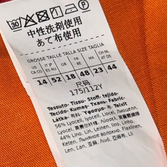 NWT women’s MARINA RINALDI SPORT Orange linen blend flare midi dress size 14 - Picture 9 of 11